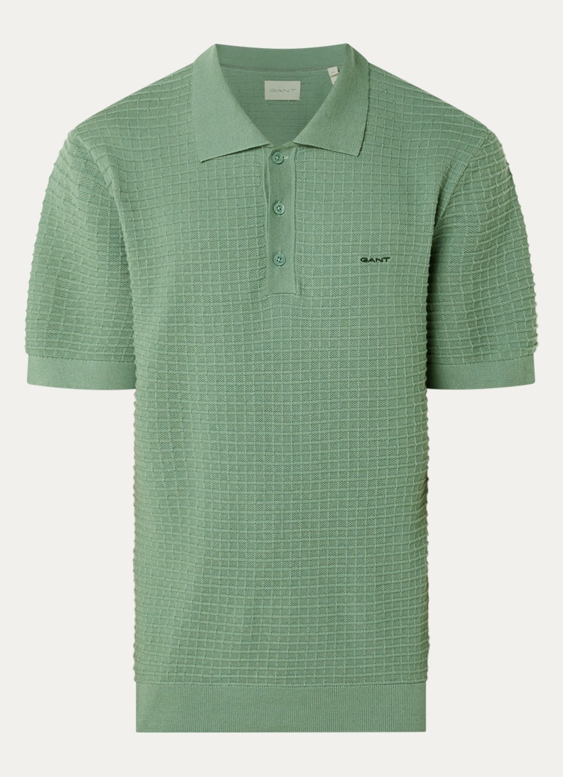 Gant Regular fit polo met structuur - voorkant groen