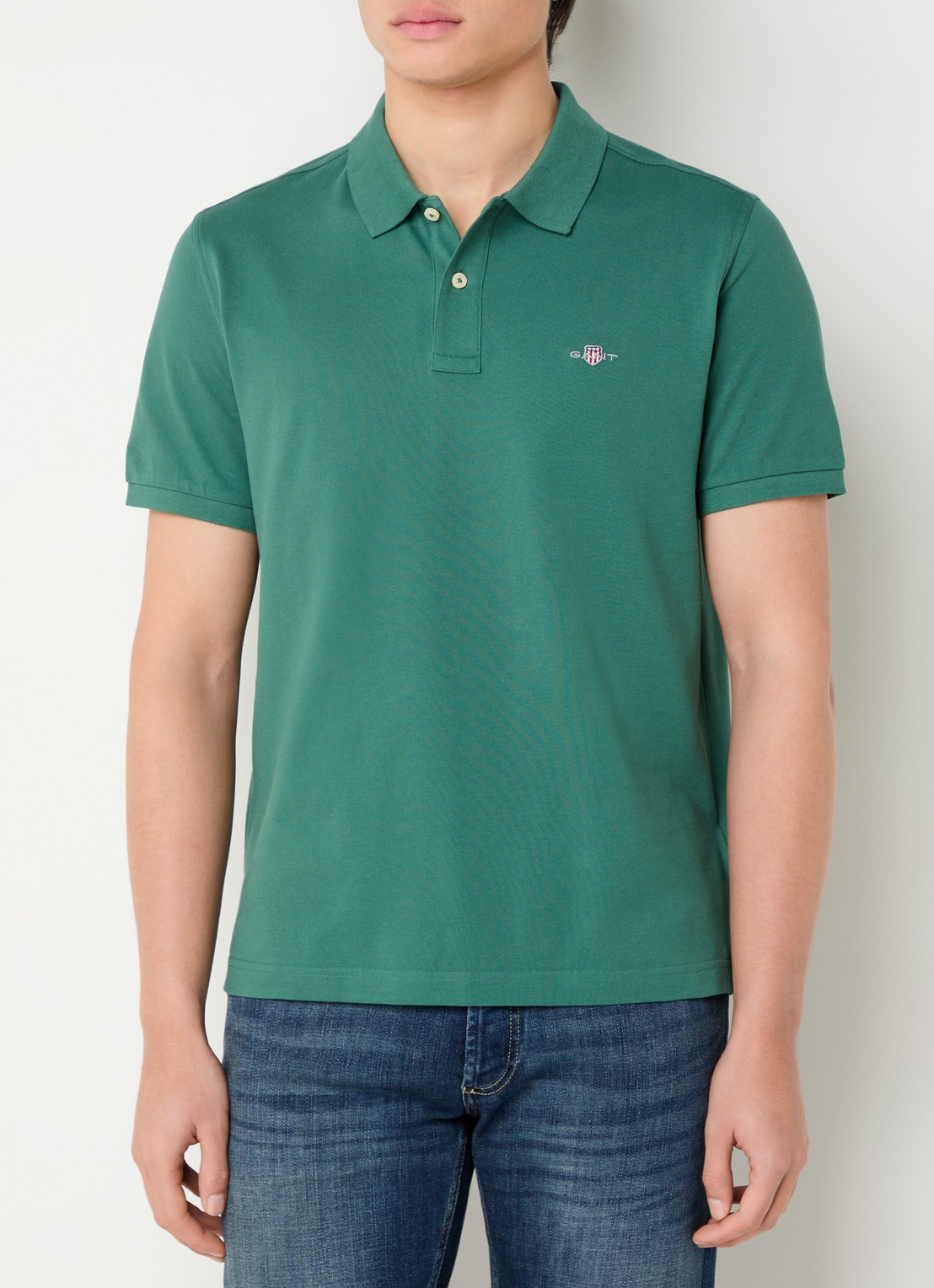 Gant Regular fit polo van piqué katoen met logo - detail groen
