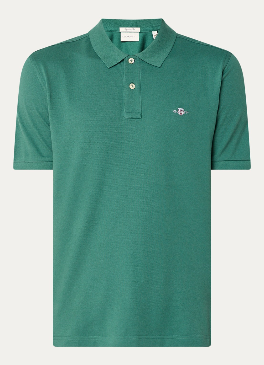 Gant Regular fit polo van piqué katoen met logo - voorkant 2 groen