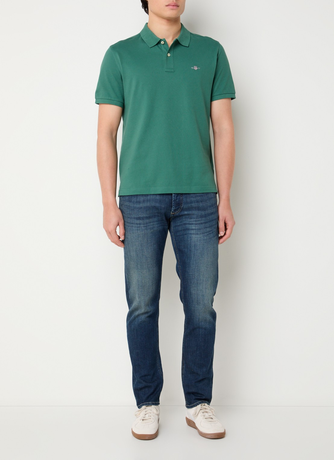 Gant Regular fit polo van piqué katoen met logo - voorkant 3 groen