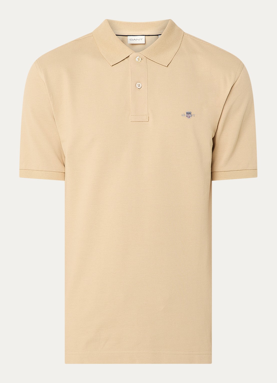 Gant Regular fit polo van piqué katoen met logo - voorkant 2 beige