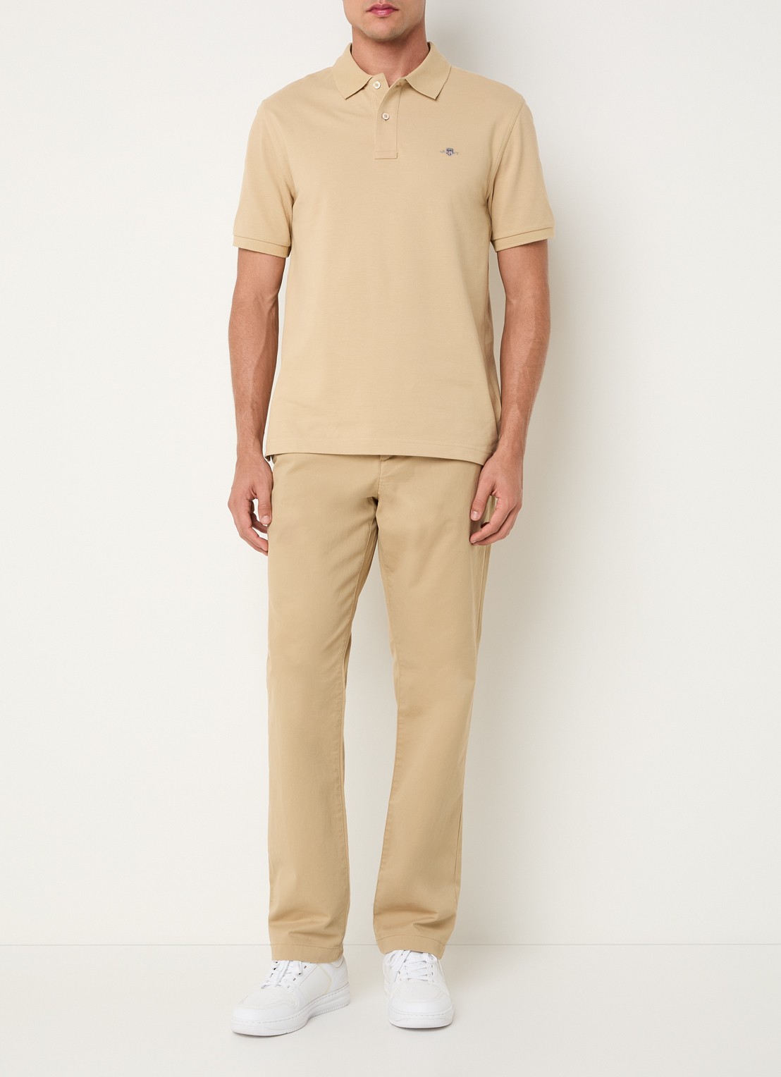 Gant Regular fit polo van piqué katoen met logo - voorkant 3 beige