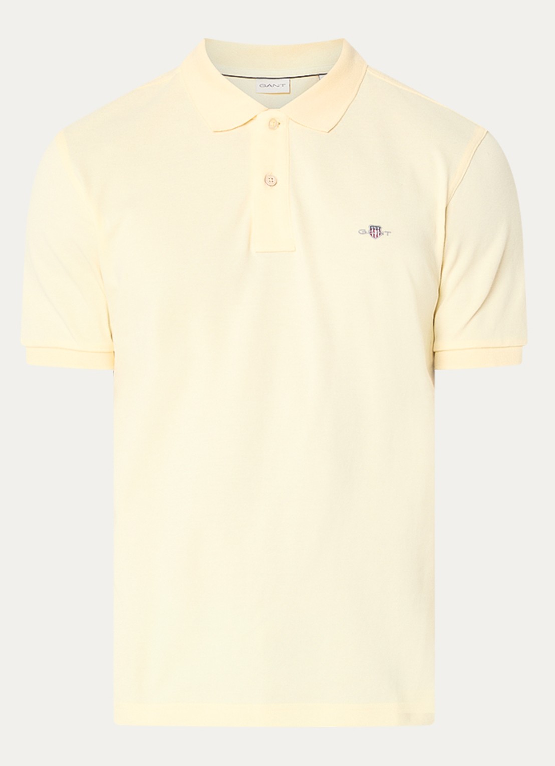 Gant Regular fit polo van piqué katoen met logo - voorkant lichtgeel