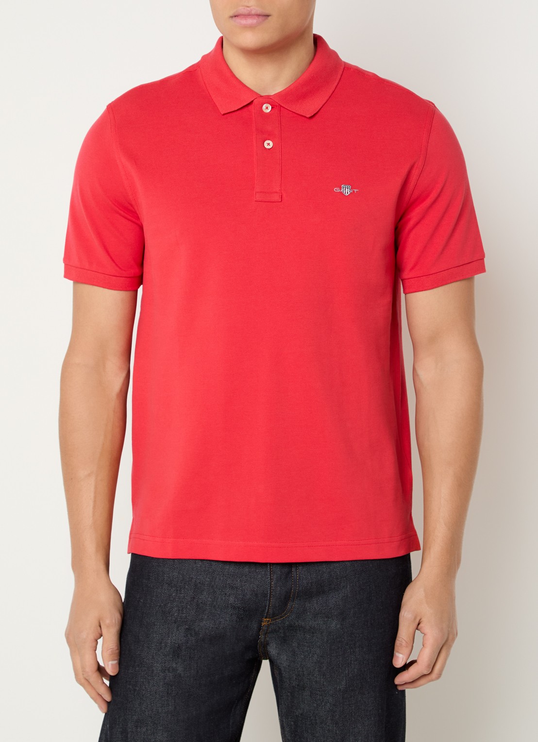 Gant Regular fit polo van piqué katoen met logo - detail 4 rood