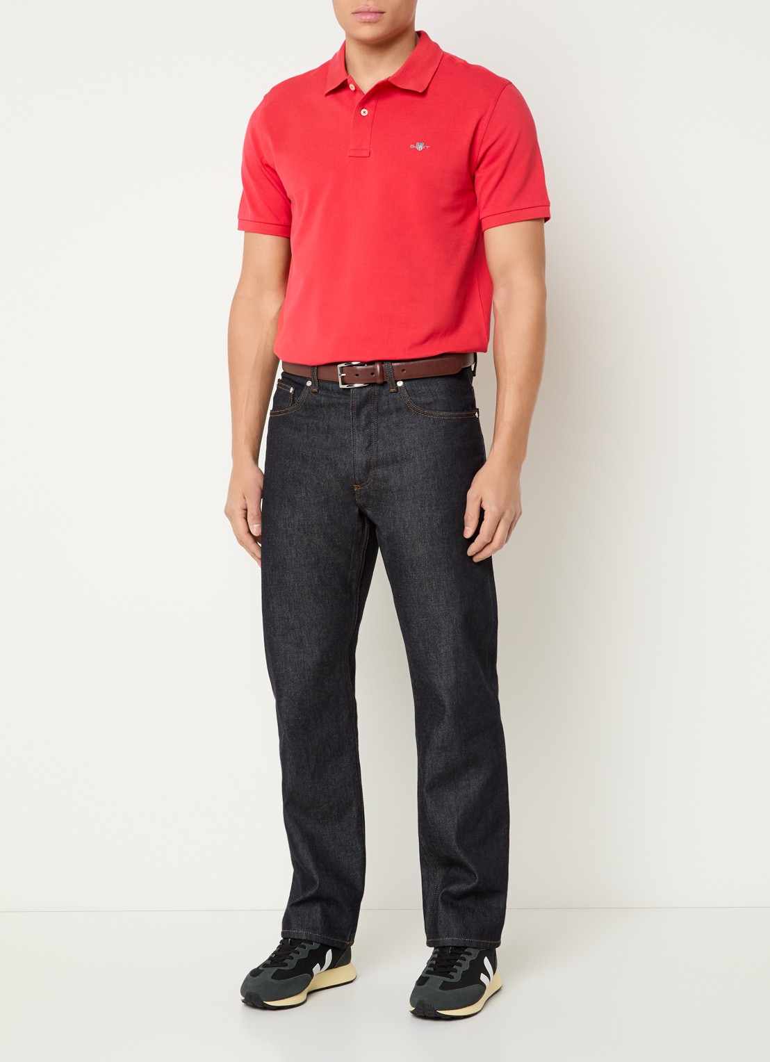 Gant Regular fit polo van piqué katoen met logo - voorkant 2 rood