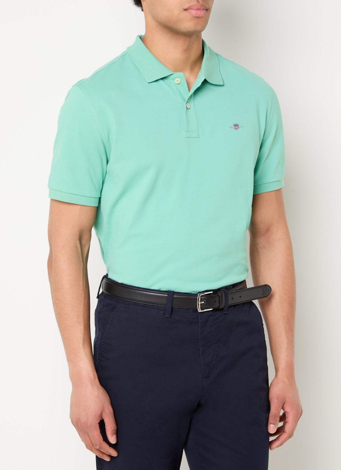 Gant Regular fit polo van piqué katoen met logo - detail 3 turquoise