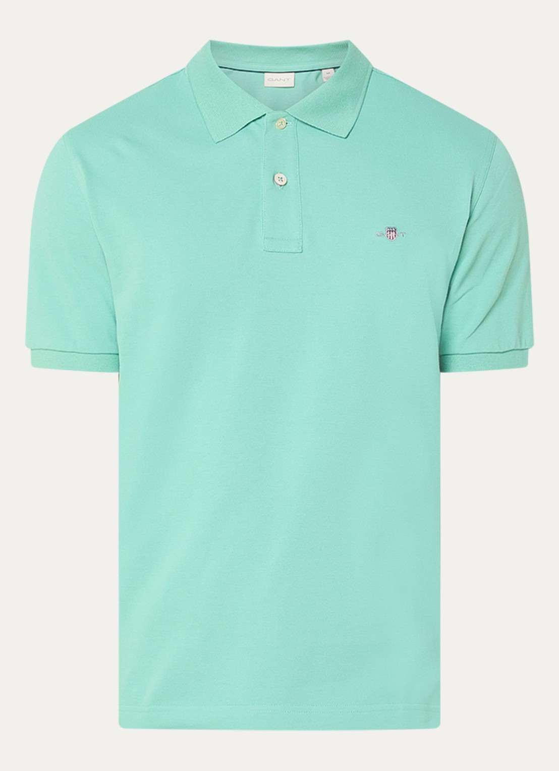 Gant Regular fit polo van piqué katoen met logo - voorkant turquoise