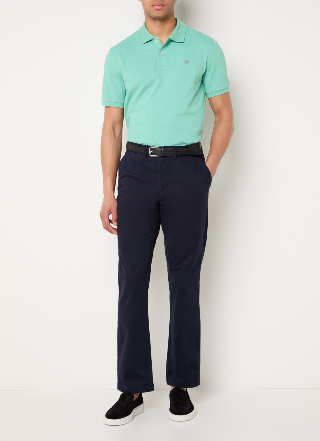Gant Regular fit polo van piqué katoen met logo - voorkant 2 turquoise