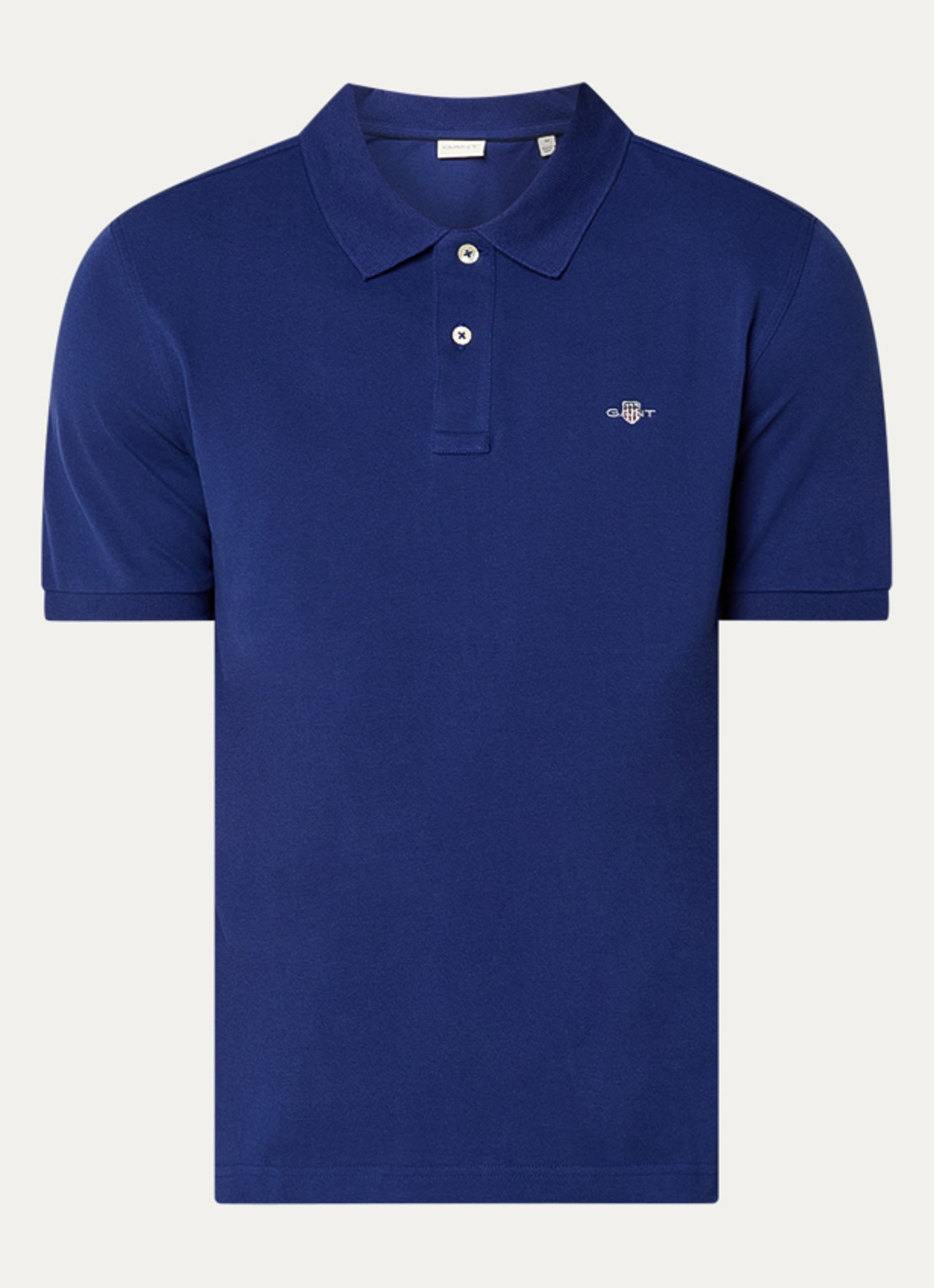 Gant Regular fit polo van piqué katoen met logo - voorkant 3 donkerblauw