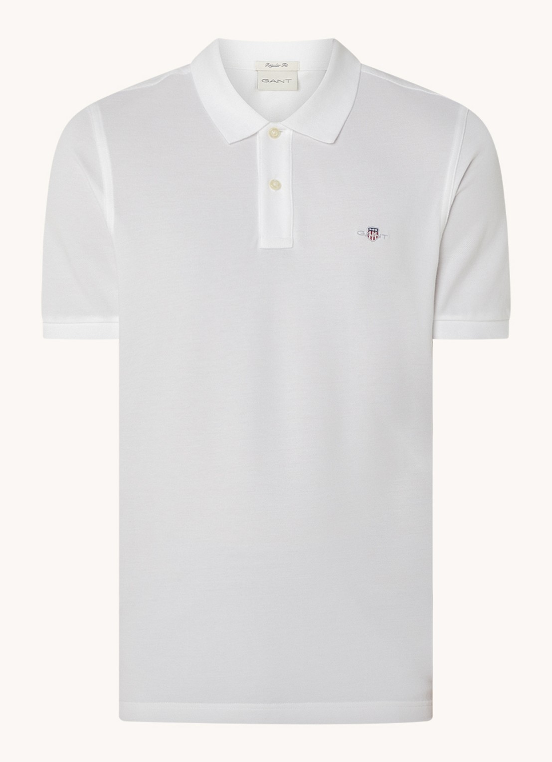 Gant Regular fit polo van piqué katoen met logo - voorkant 2 wit