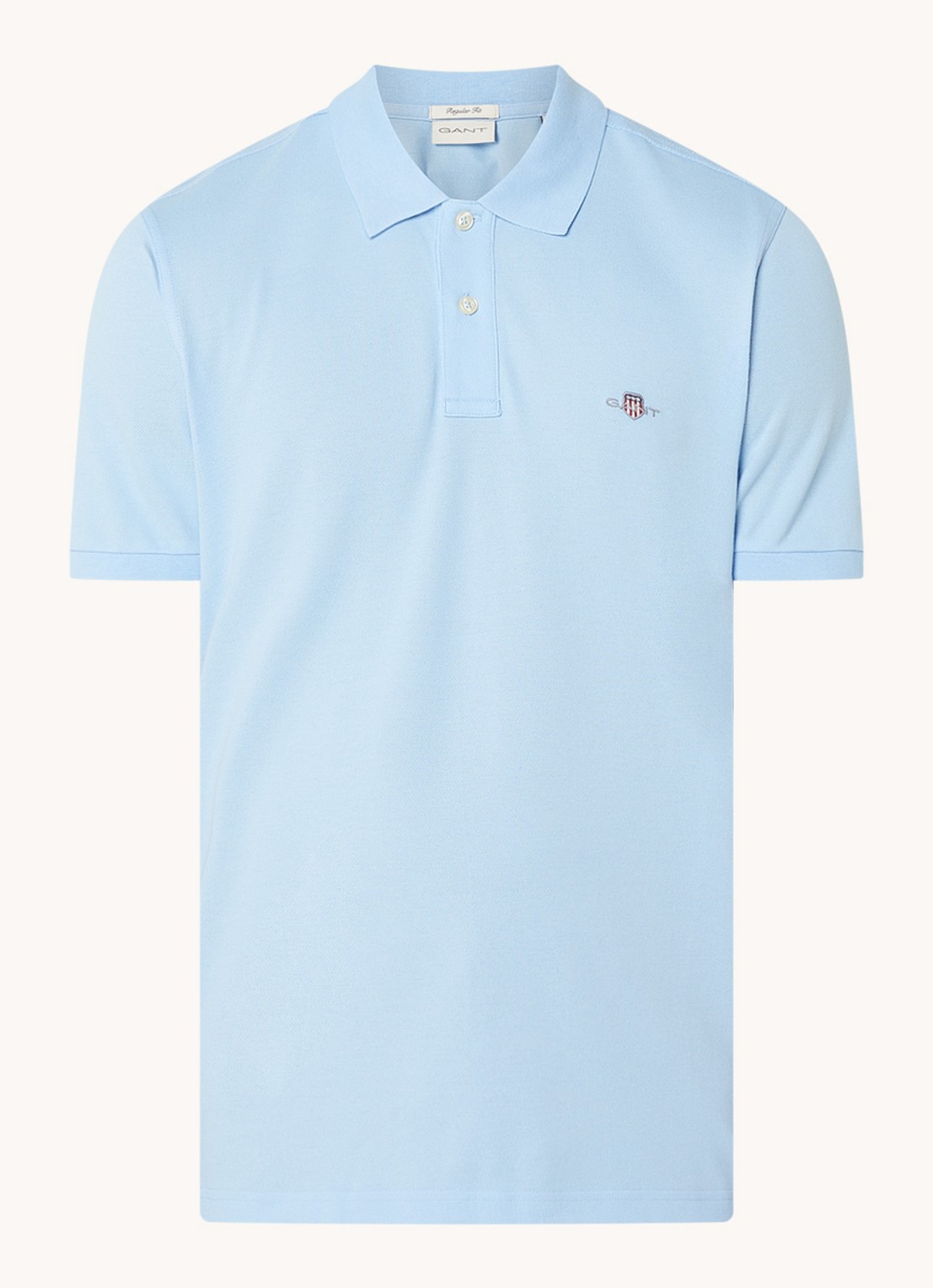Gant Regular fit polo van piqué katoen met logo - voorkant lichtblauw