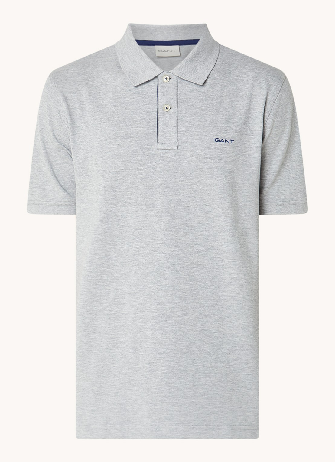 Gant Regular fit polo van piqué katoen met logoborduring - voorkant 3 lichtgrijs