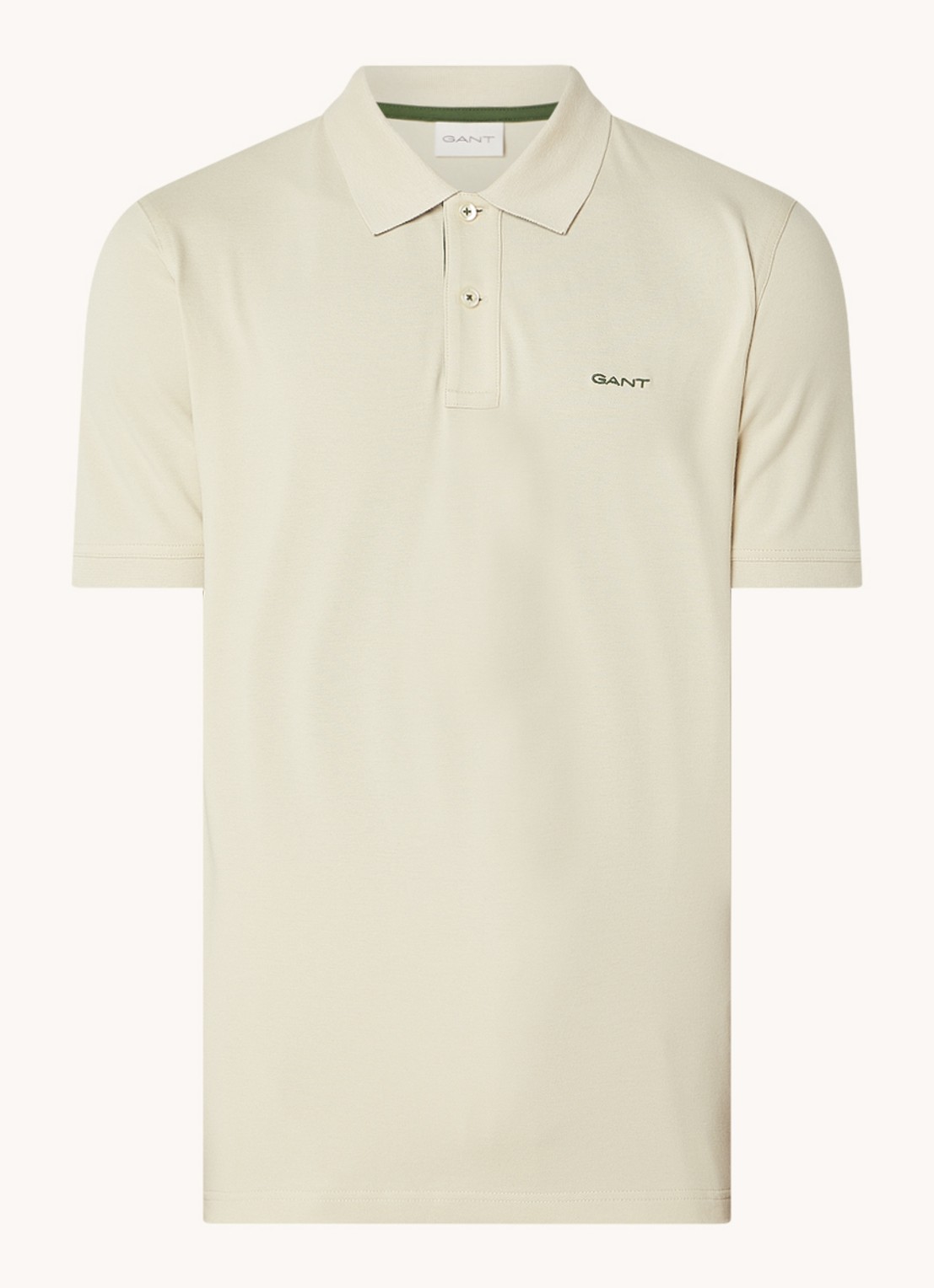 Gant Regular fit polo van piqué katoen met logoborduring - voorkant khaki