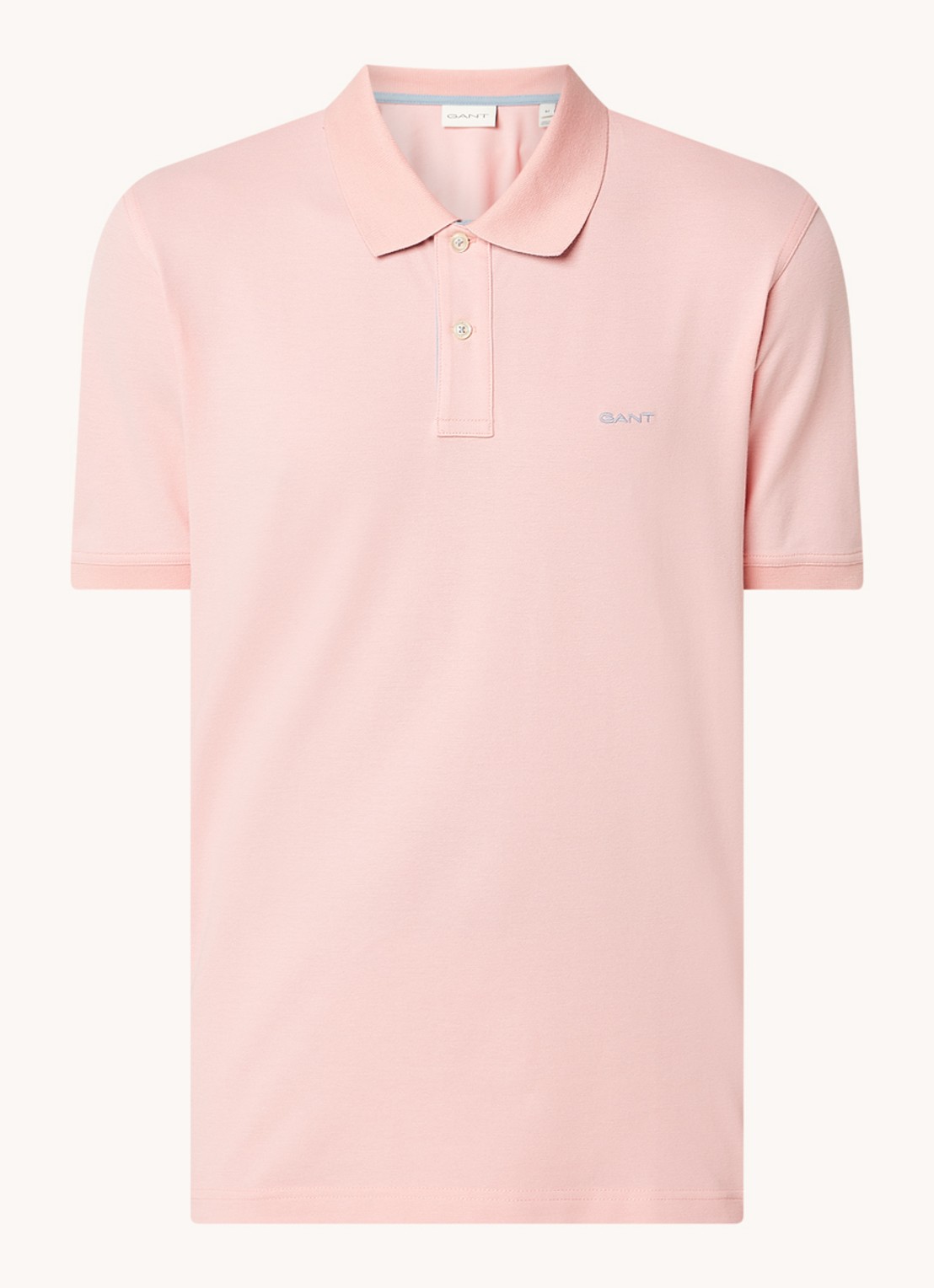 Gant Regular fit polo van piqué katoen met logoborduring - voorkant zalmroze