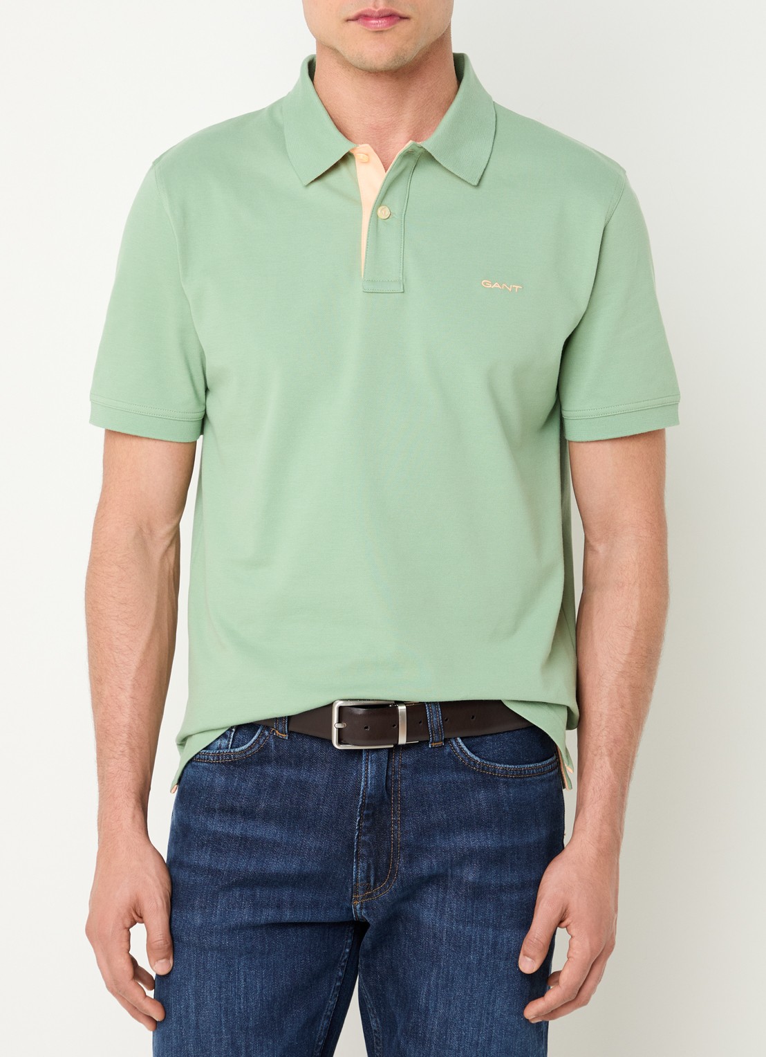 Gant Regular fit polo van piqué katoen met logoborduring - detail 2 lichtgroen