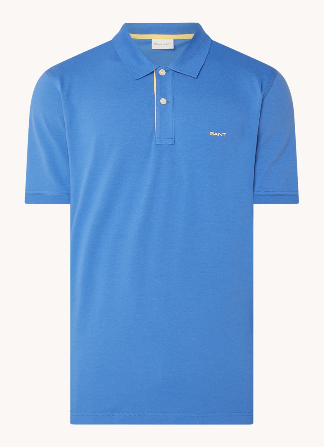 Gant Regular fit polo van piqué katoen met logoborduring - voorkant blauw