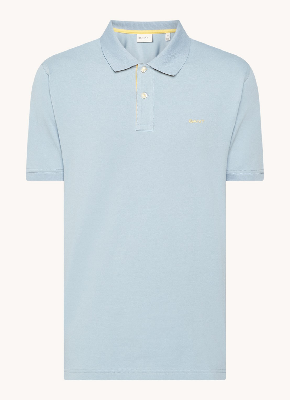 Gant Regular fit polo van piqué katoen met logoborduring - voorkant 2 blauwgrijs