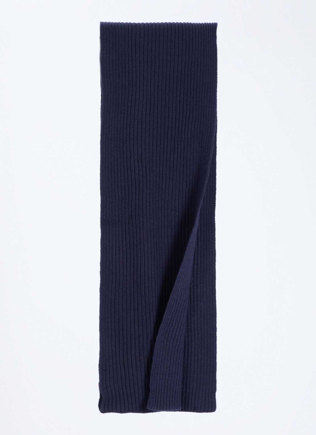 Gant Ribgebreide sjaal in katoenblend met logo 200 x 30 cm  - detail donkerblauw