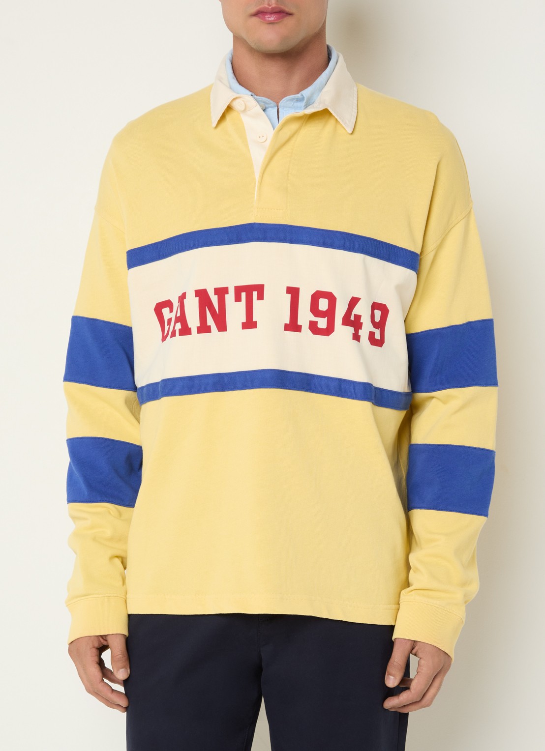 Gant Rugger regular fit polo met logo - detail okergeel