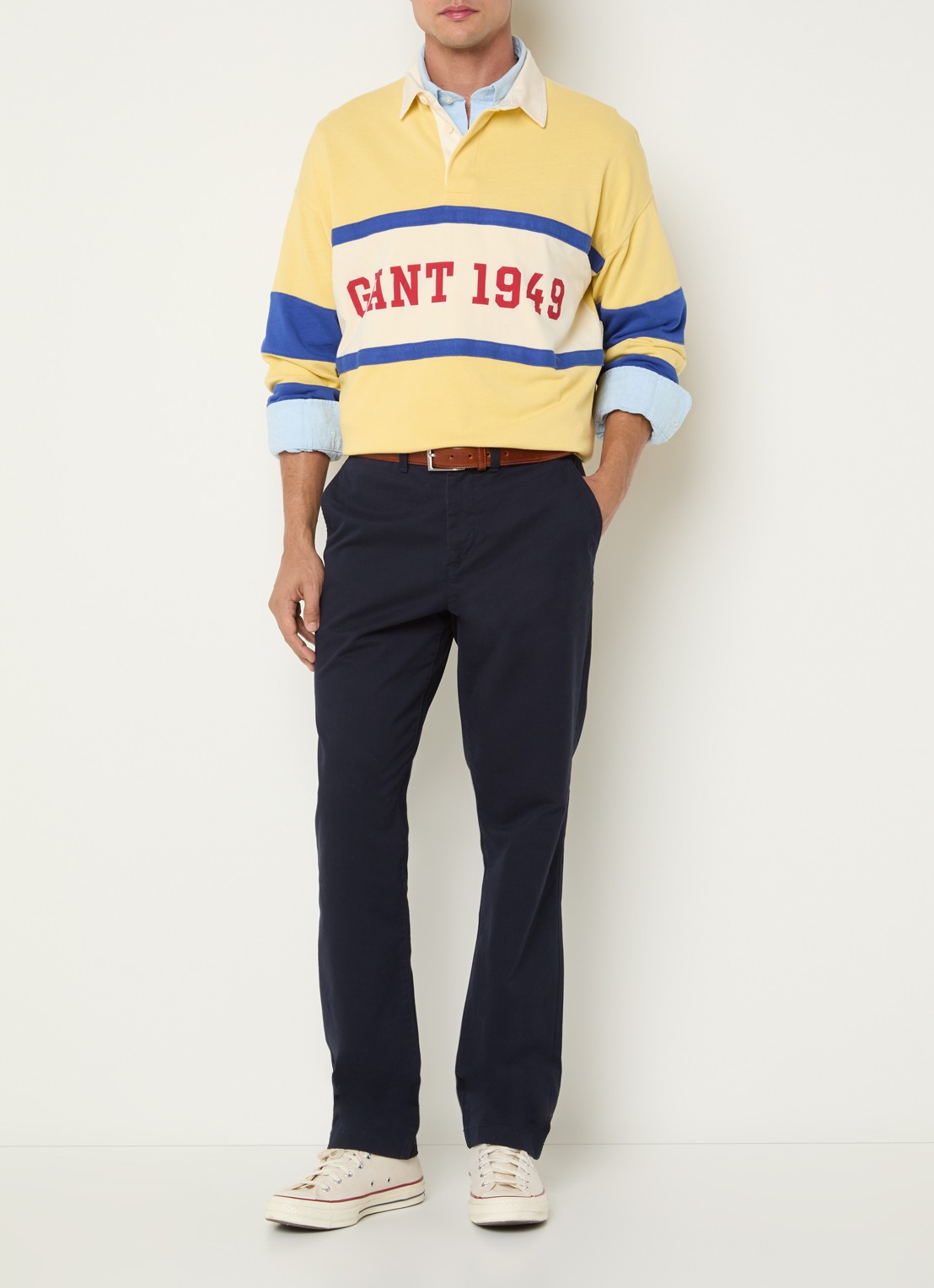 Gant Rugger regular fit polo met logo - voorkant 4 okergeel