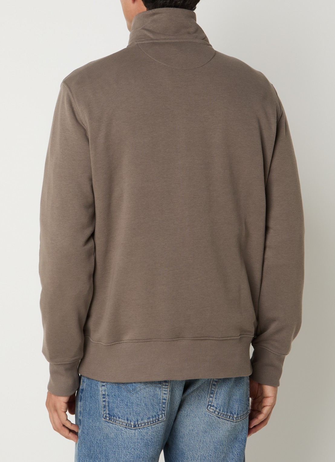 Gant Shield sweater met halve rits en logo - achterkant bruin