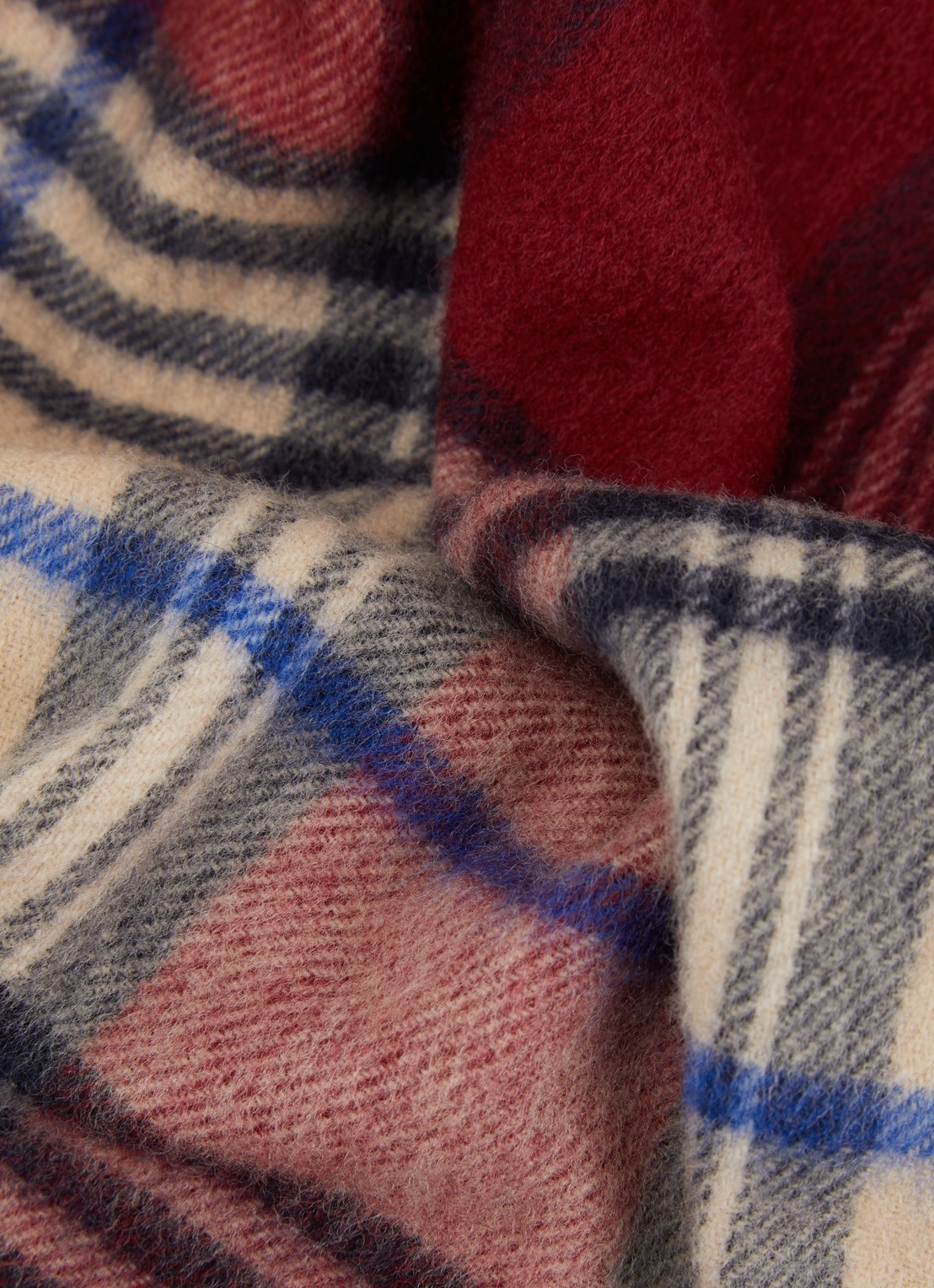 Gant Sjaal van merino wol met ruitdessin 180 x 30 cm - detail 2 rood