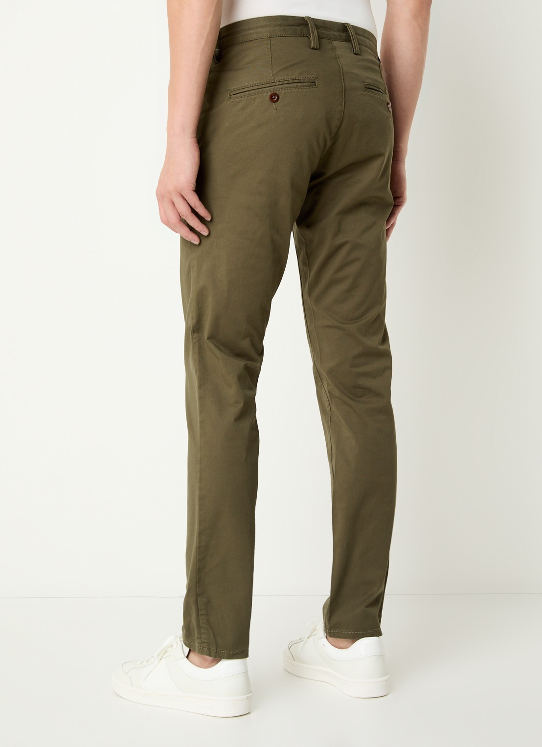 Gant Slim fit chino in  katoenblend met steekzakken - achterkant mosgroen