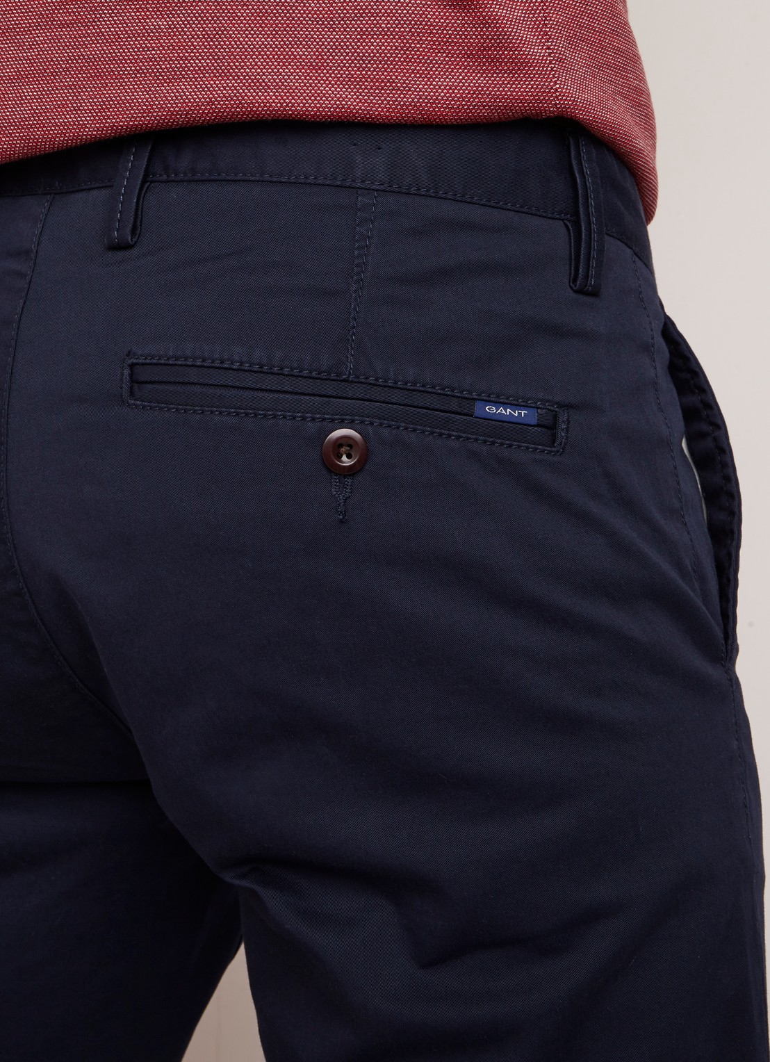 Gant Slim fit chino van katoen - detail 3 donkerblauw