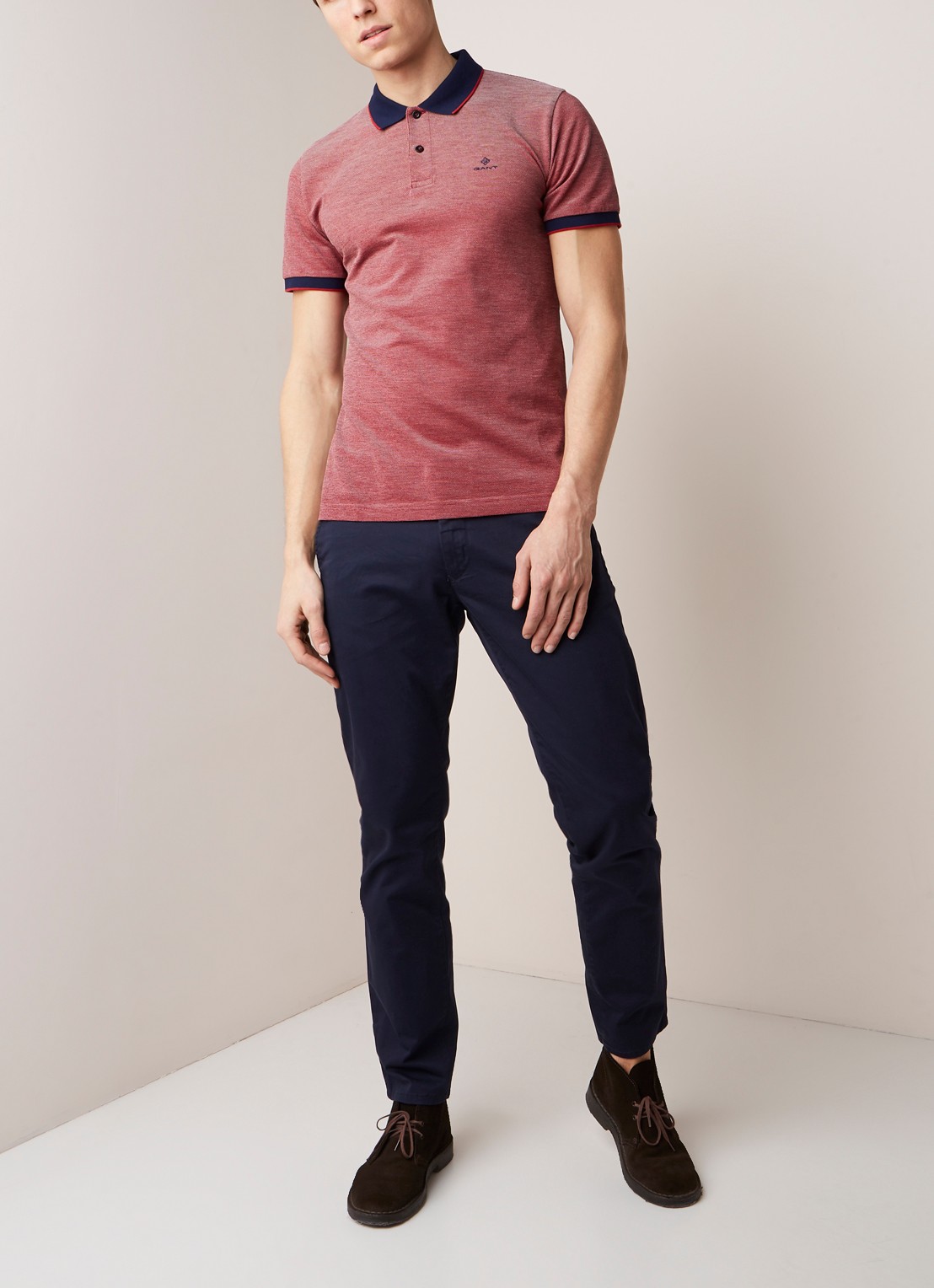 Gant Slim fit chino van katoen - voorkant 5 donkerblauw