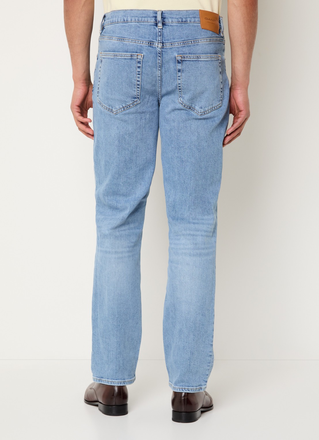 Gant Slim fit jeans met lichte wassing - achterkant 5 royalblauw