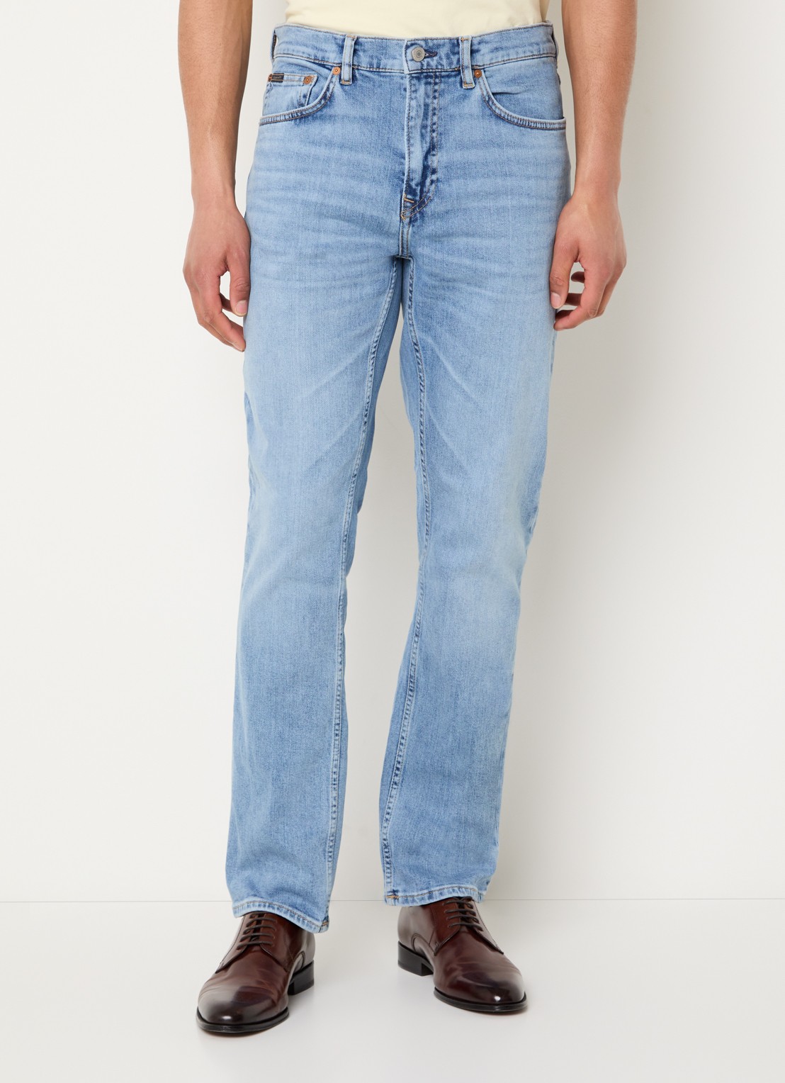 Gant Slim fit jeans met lichte wassing - detail 3 royalblauw
