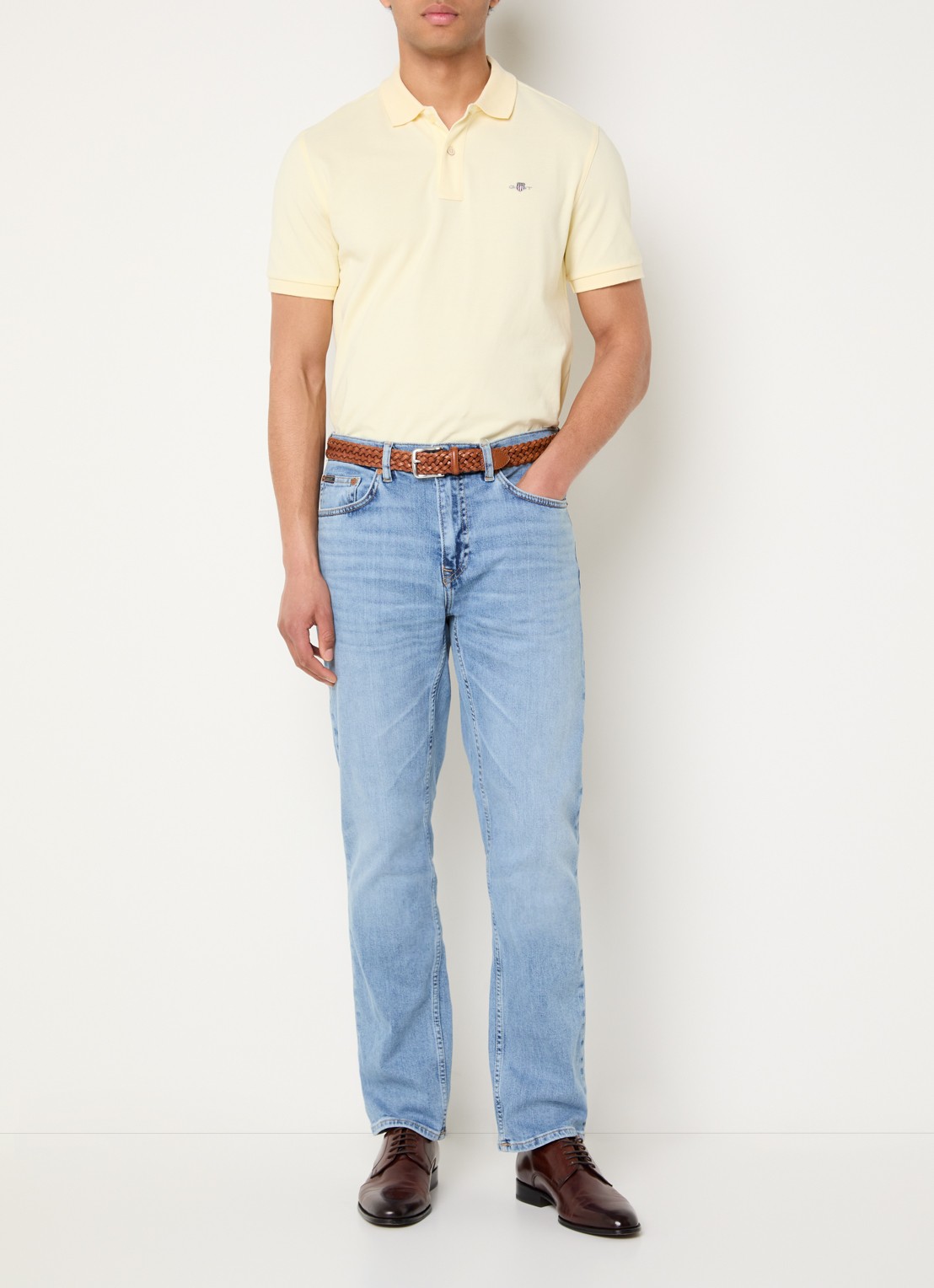 Gant Slim fit jeans met lichte wassing - voorkant 2 royalblauw