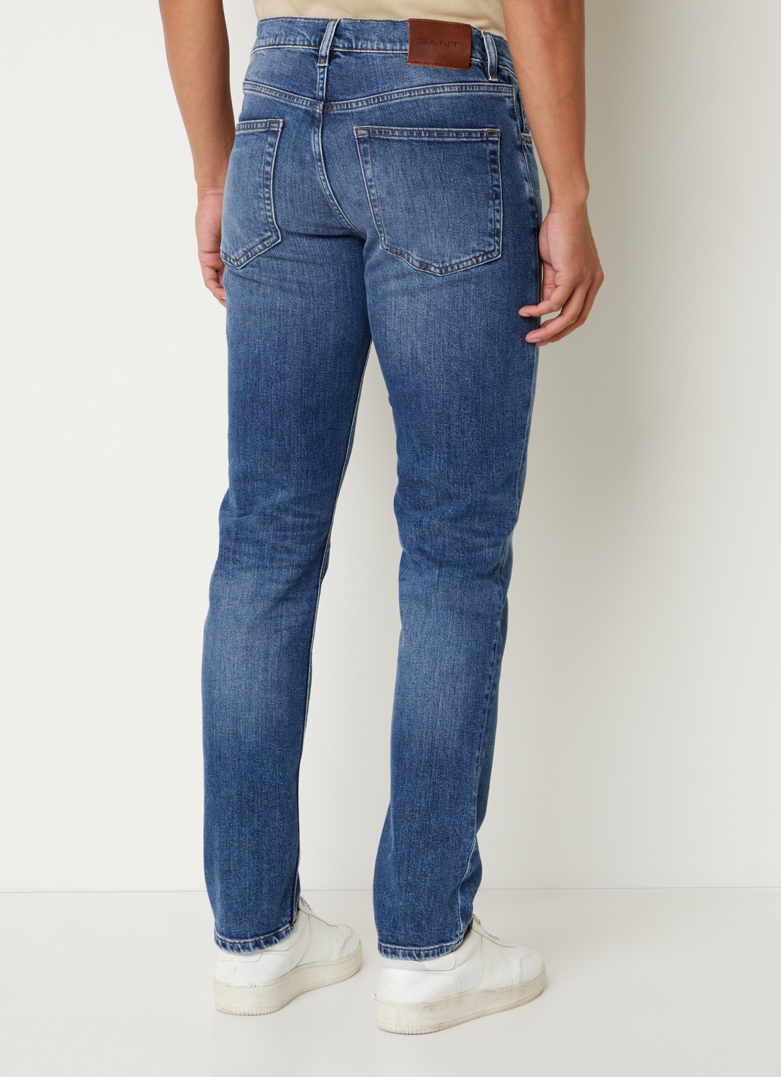 Gant Slim fit jeans met steekzakken - achterkant indigo