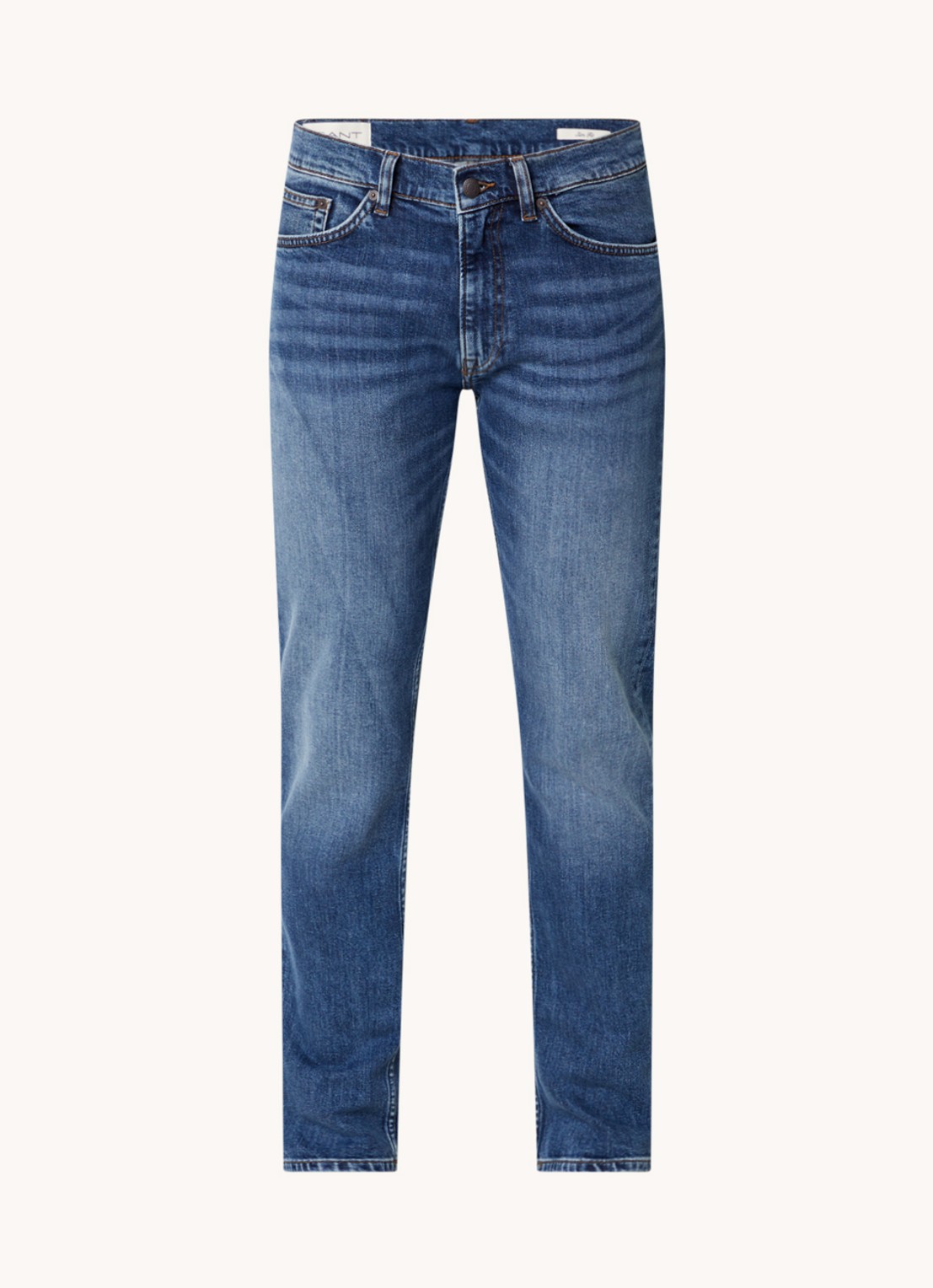 Gant Slim fit jeans met steekzakken - voorkant 2 indigo