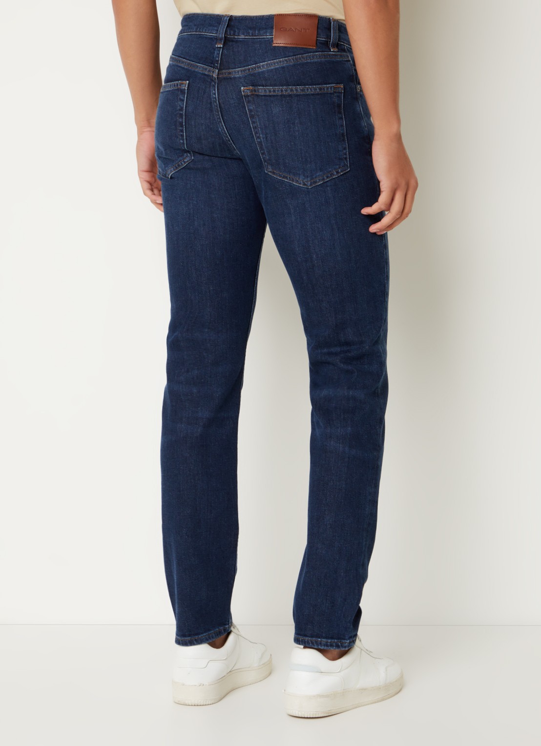 Gant Slim fit jeans met steekzakken - achterkant 3 donkerblauw