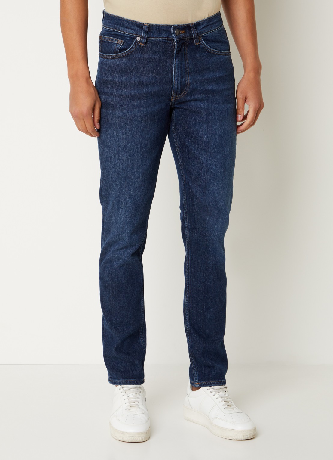 Gant Slim fit jeans met steekzakken - detail 4 donkerblauw