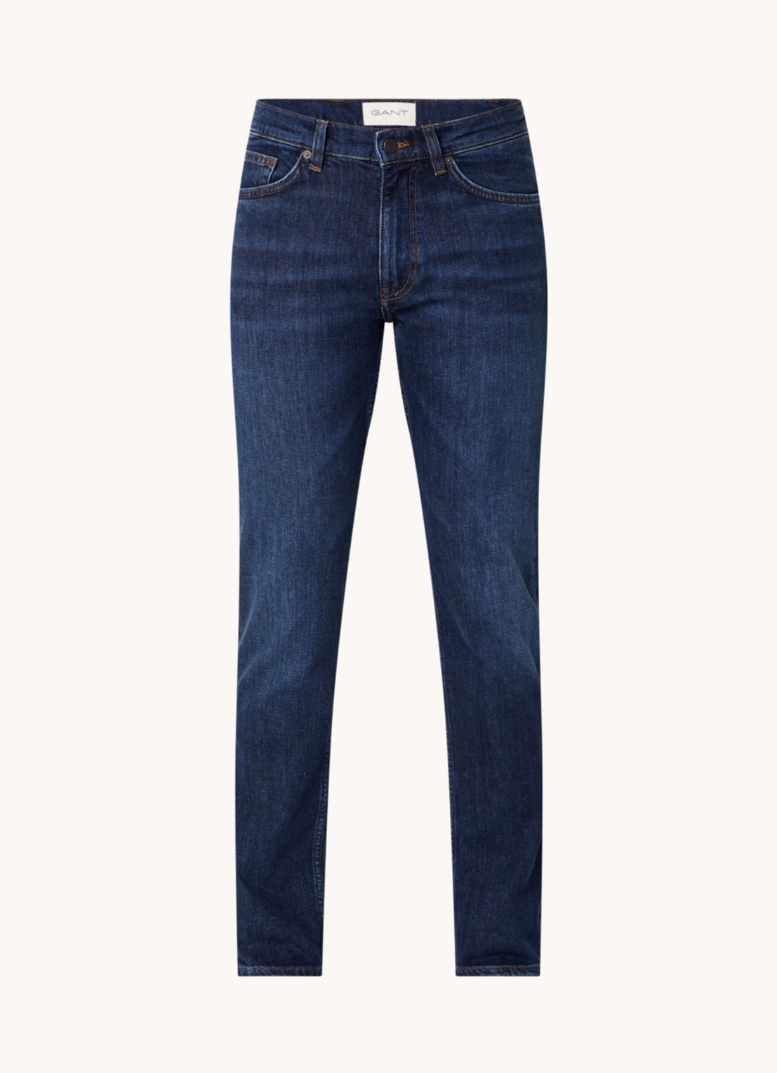 Gant Slim fit jeans met steekzakken - voorkant donkerblauw