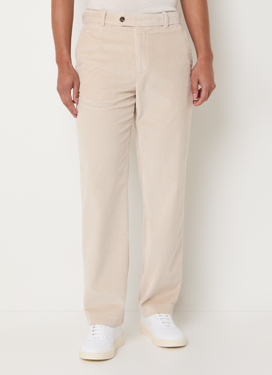 Gant Straight fit broek van corduroy met steekzakken - detail 2 creme