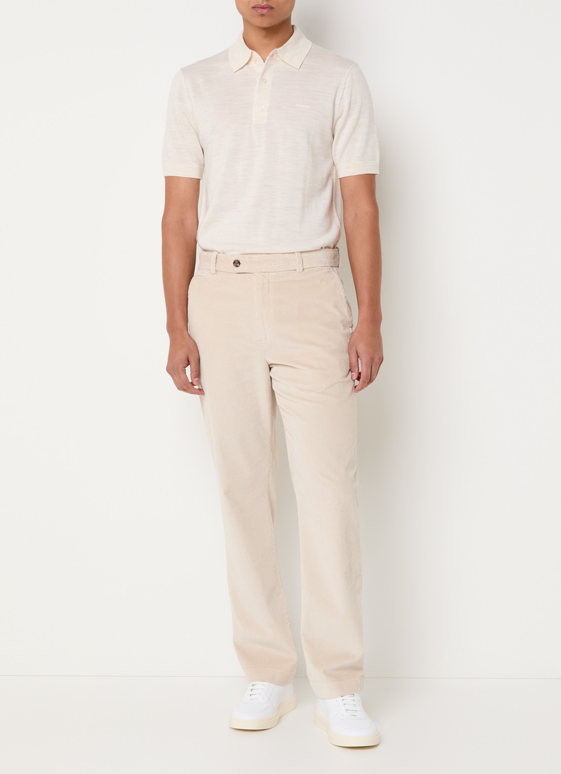 Gant Straight fit broek van corduroy met steekzakken - voorkant 5 creme