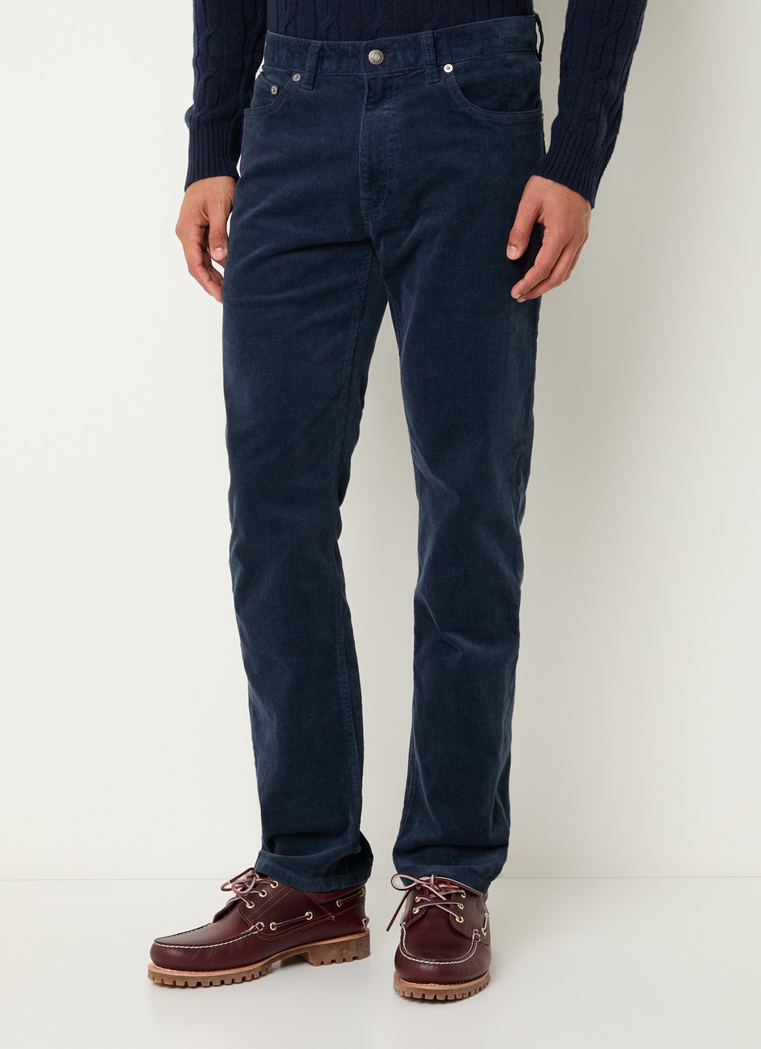 Gant Straight fit chino van corduroy  - detail 2 donkerblauw