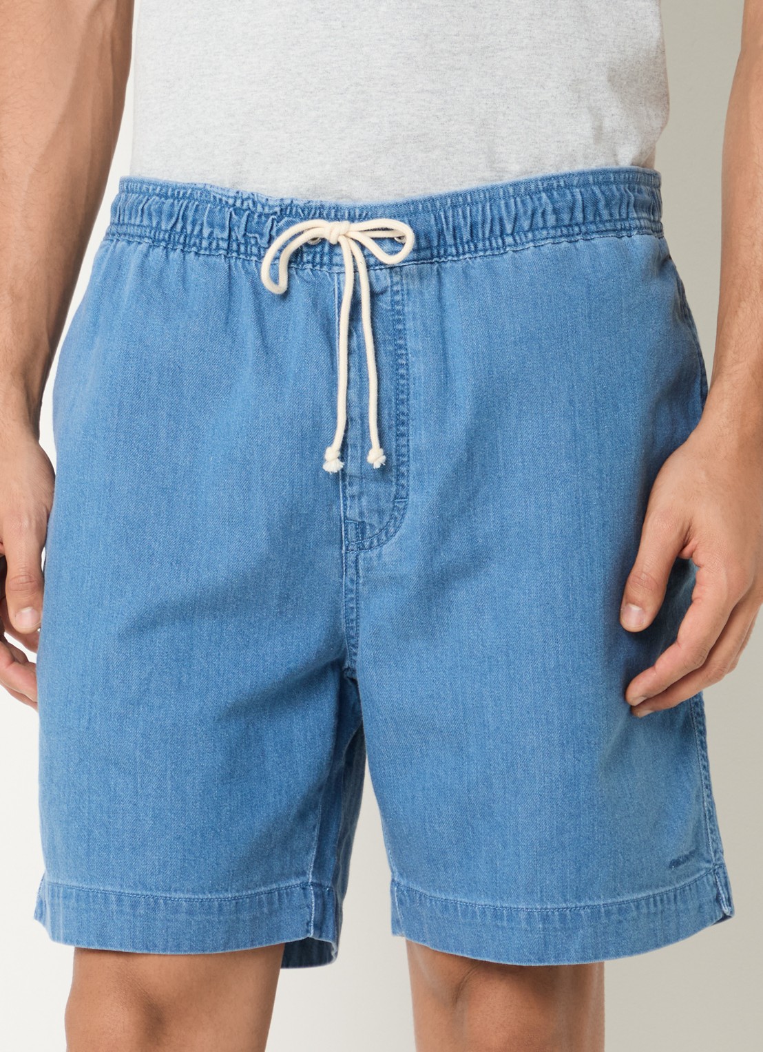 Gant Straight fit korte broek van chambray - detail 4 indigo