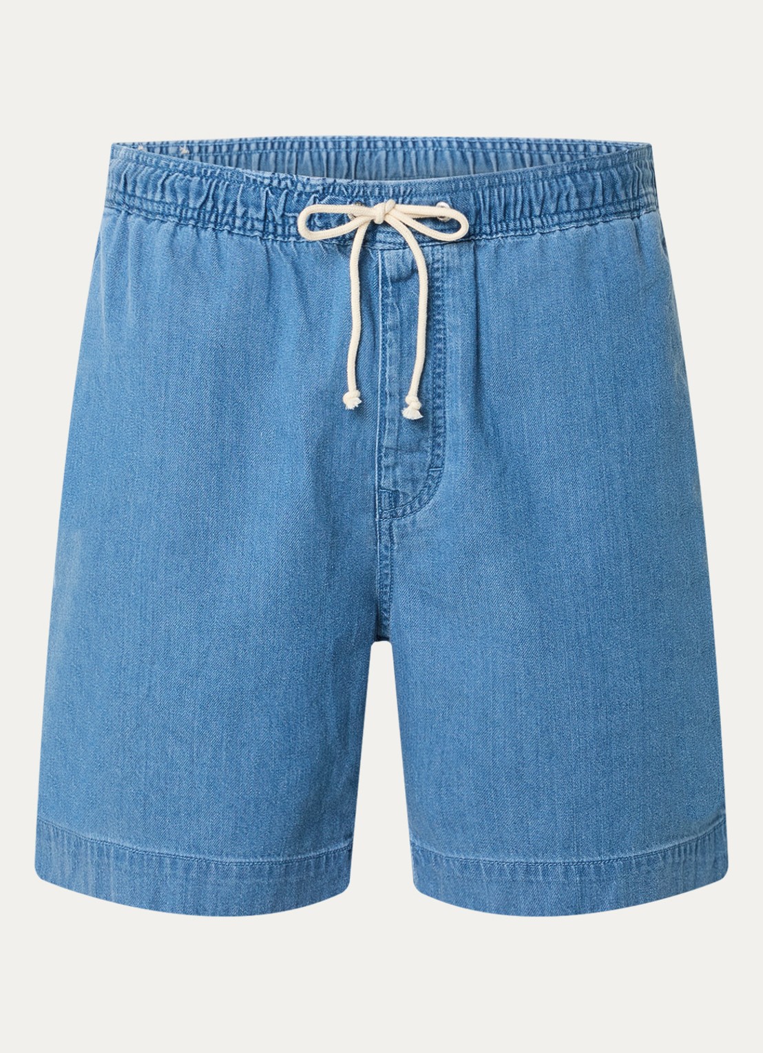 Gant Straight fit korte broek van chambray - voorkant 2 indigo