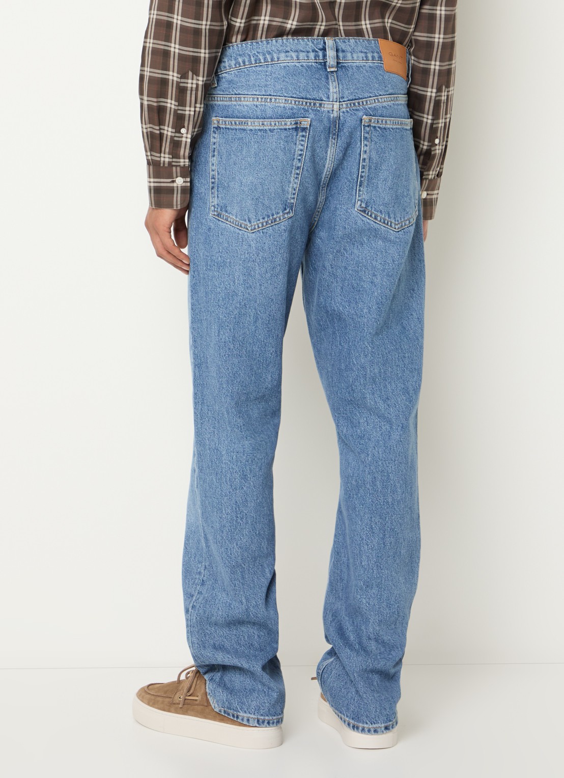 Gant Straight leg jeans met lichte wassing - achterkant 5 indigo
