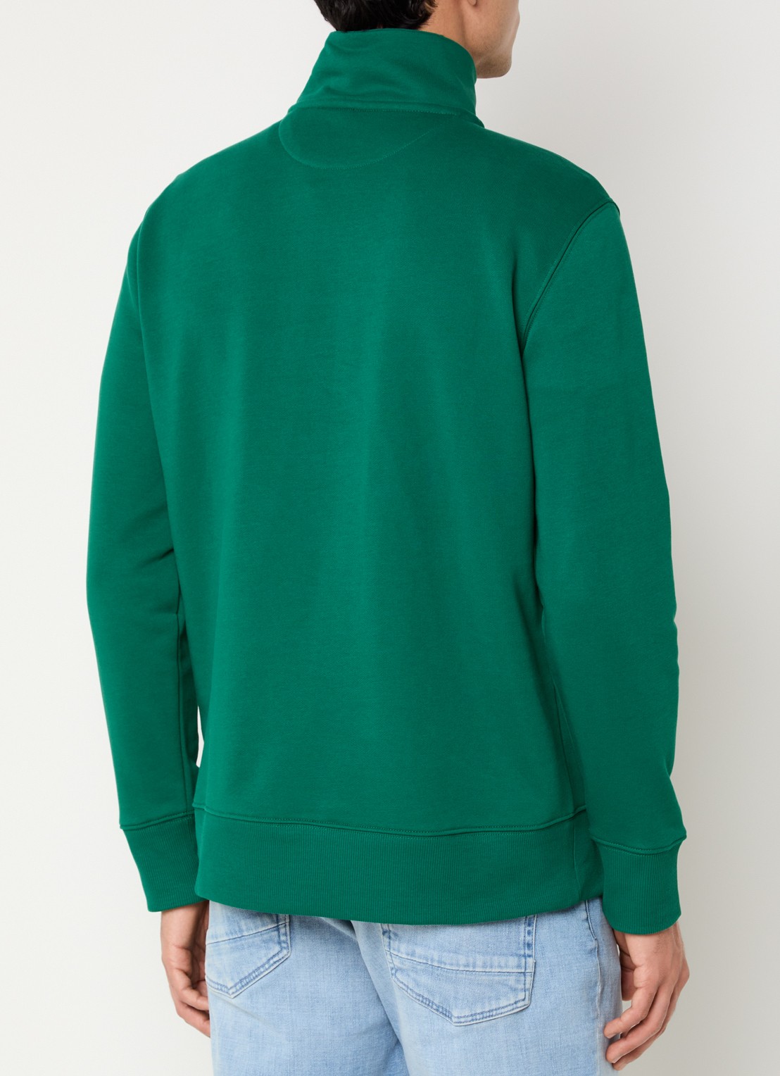 Gant Sweater met halve rits en logoborduring - achterkant groen