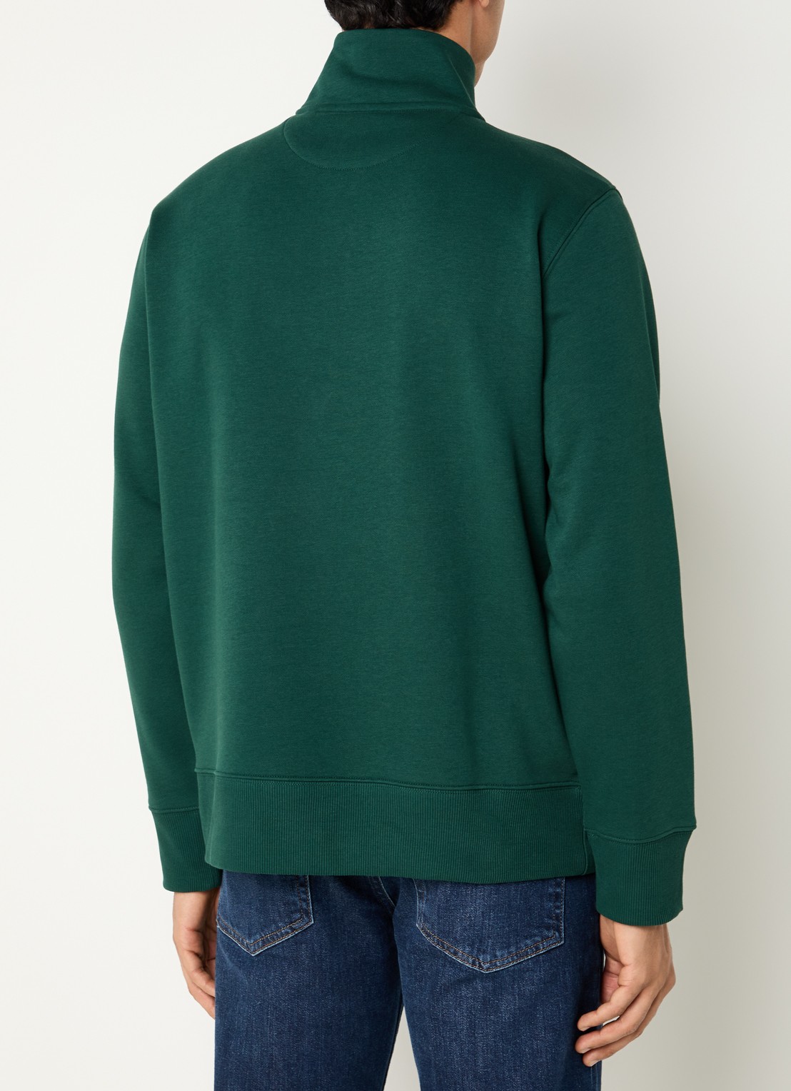Gant Sweater met halve rits en logoborduring - achterkant 3 legergroen