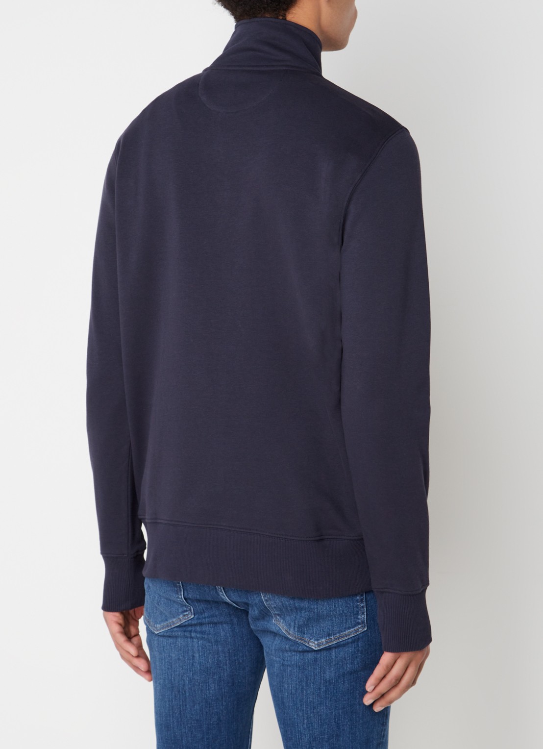 Gant Sweater met halve rits en logoborduring - achterkant 4 donkerblauw