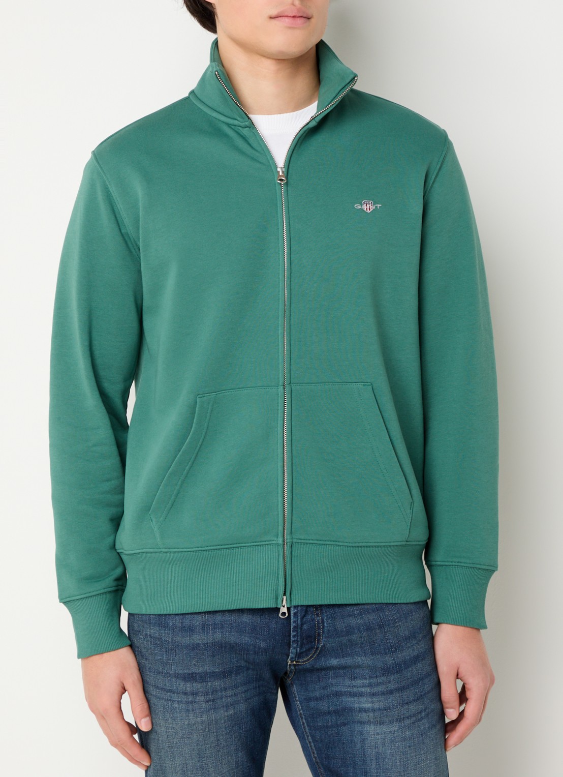 Gant Sweatvest met logo - detail 4 groen