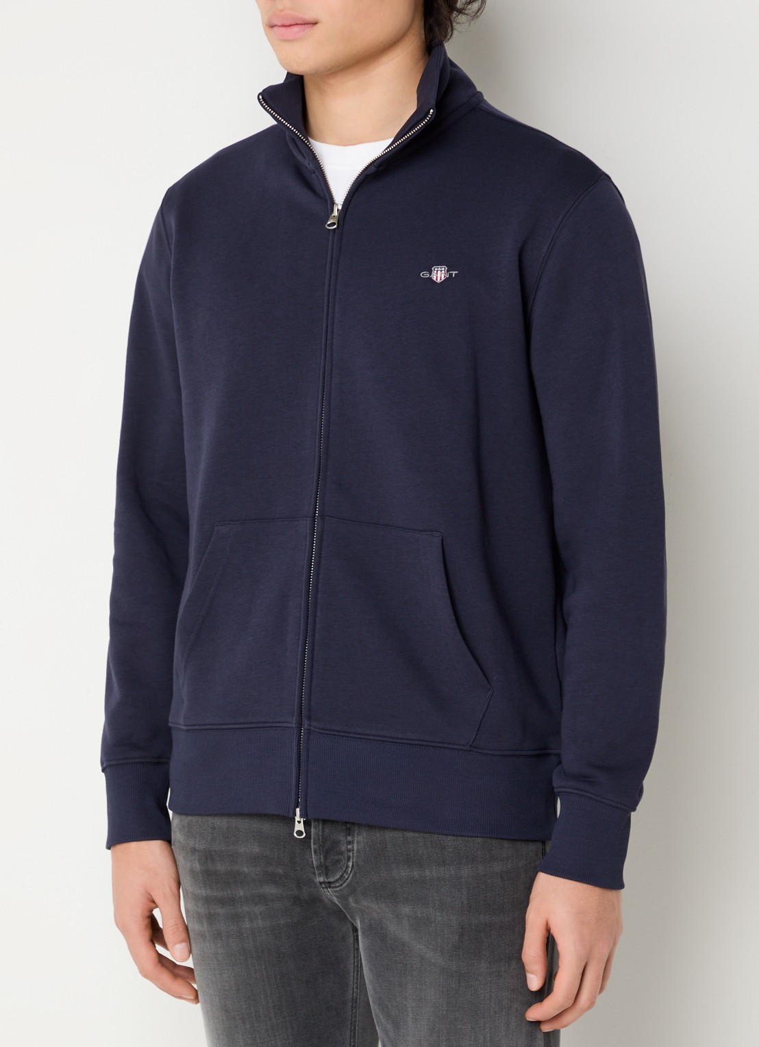 Gant Sweatvest met logo - detail donkerblauw