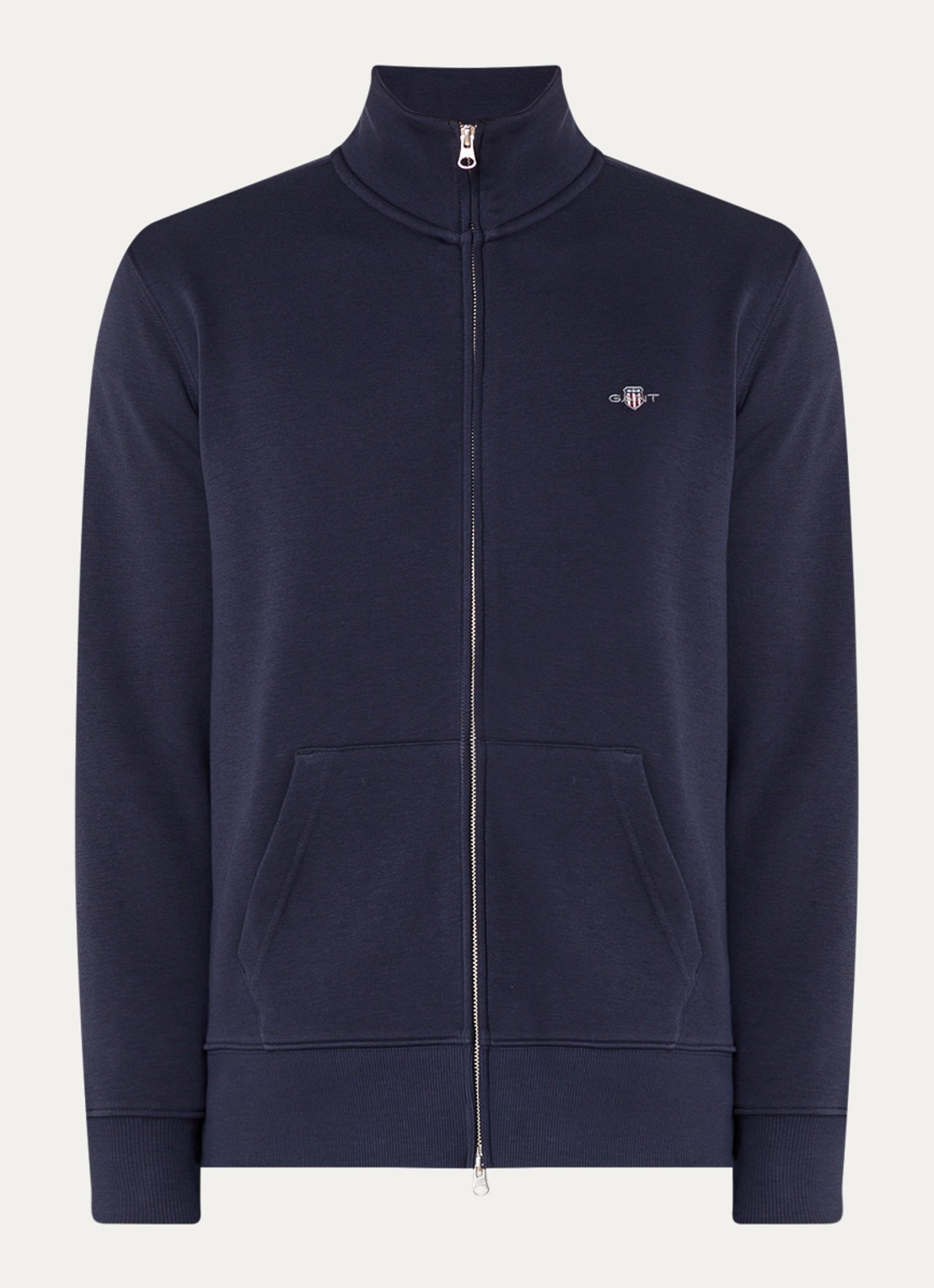 Gant Sweatvest met logo - voorkant 3 donkerblauw