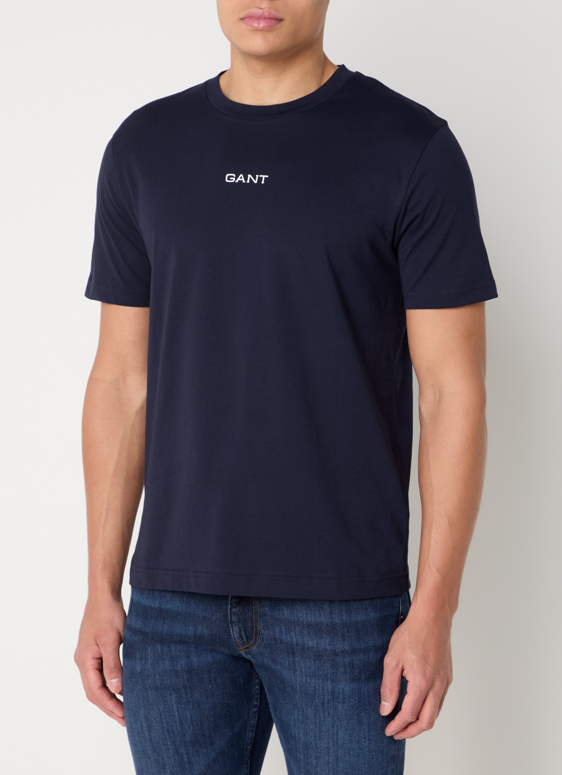 Gant T-shirt met logo - detail 3 donkerblauw